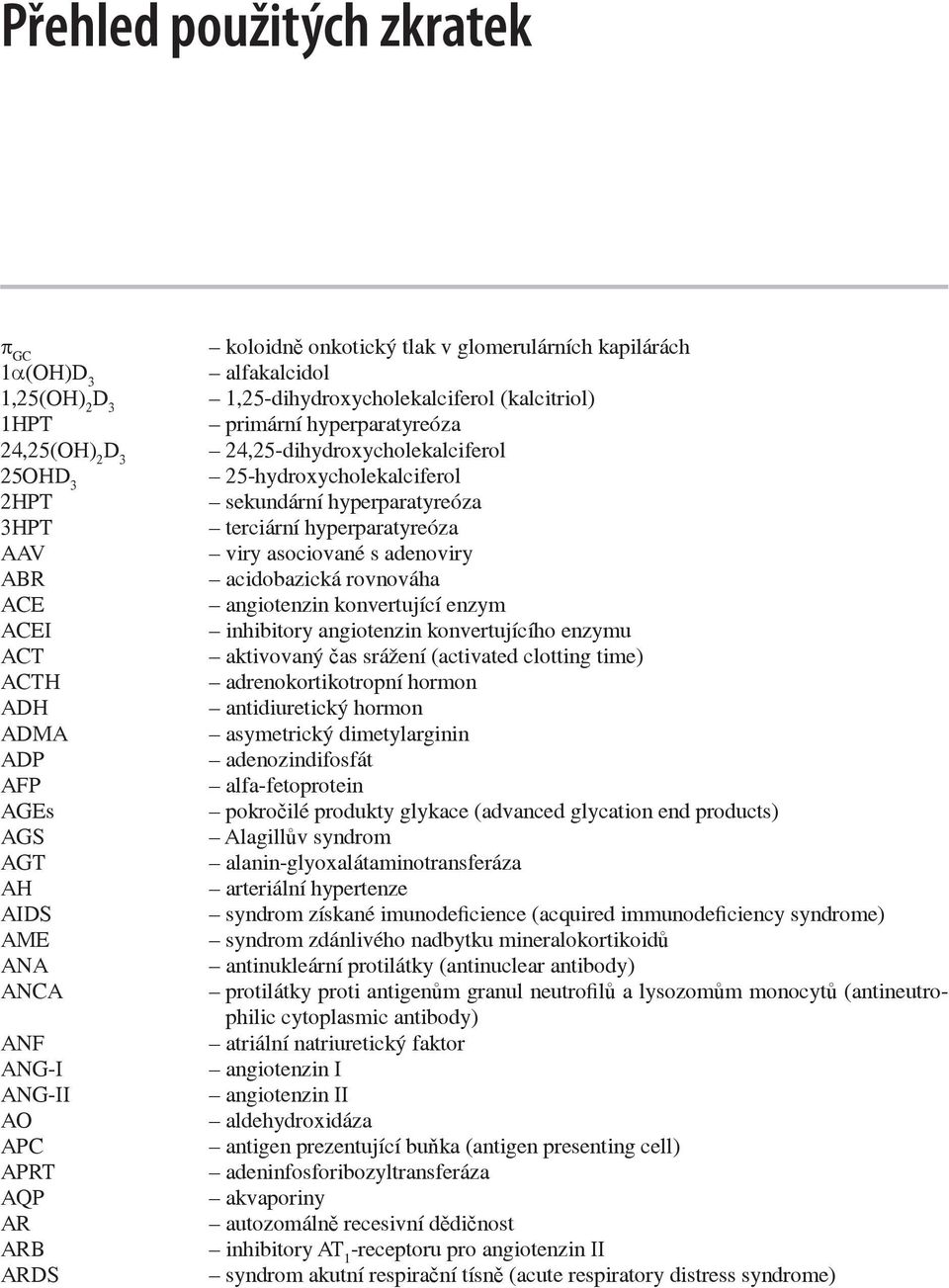 25-hydroxycholekalciferol sekundární hyperparatyreóza terciární hyperparatyreóza viry asociované s adenoviry acidobazická rovnováha angiotenzin konvertující enzym inhibitory angiotenzin