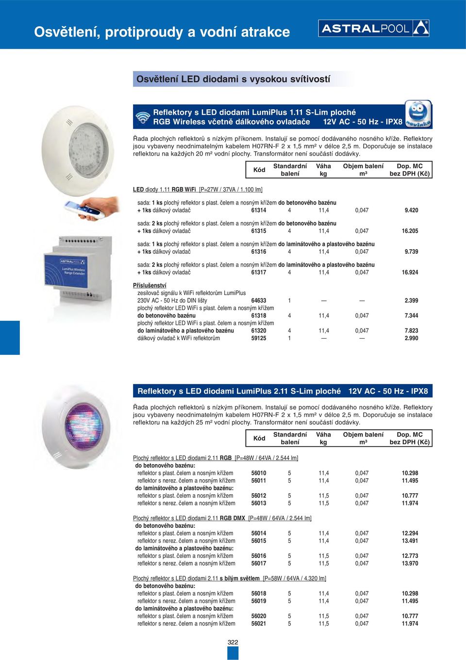 Transformátor není součástí dodávky. LED diody 1.11 RGB WiFi [P=27W / 37VA / 1.100 lm] sada: 1 ks plochý reflektor s plast.