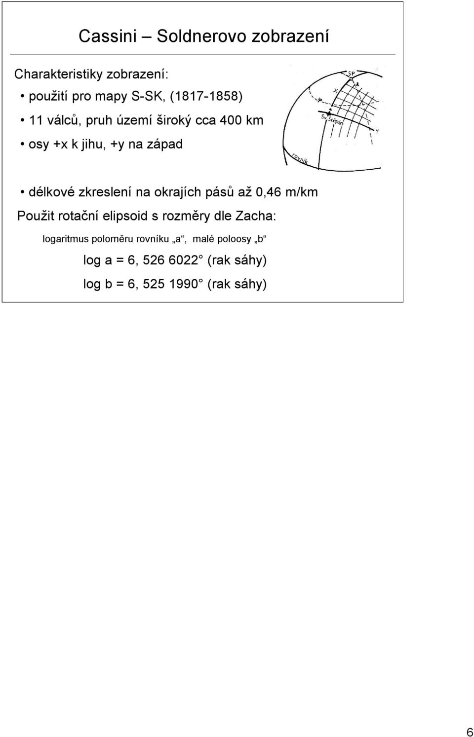 okrajích pásů až 0,46 m/km Použit rotační elipsoid s rozměry dle Zacha: logaritmus poloměru