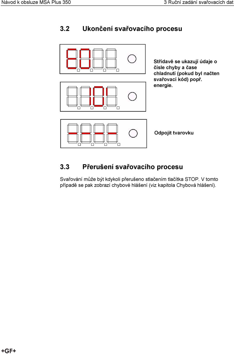 (pokud byl načten svařovací kód) popř. energie. Odpojit tvarovku 3.