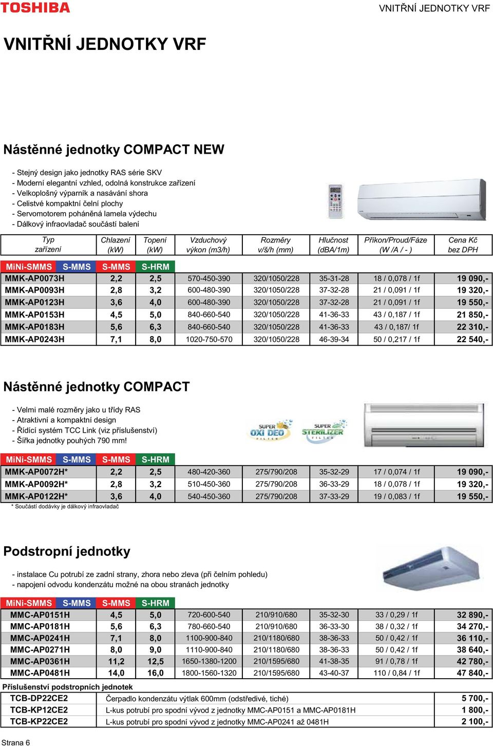 nost (dba/1m) P íkon/proud/fáze (W /A / - ) Cena K bez DPH MMK-AP0073H 2,2 2,5 570-450-390 320/1050/228 35-31-28 18 / 0,078 / 1f 19 090,- MMK-AP0093H 2,8 3,2 600-480-390 320/1050/228 37-32-28 21 /