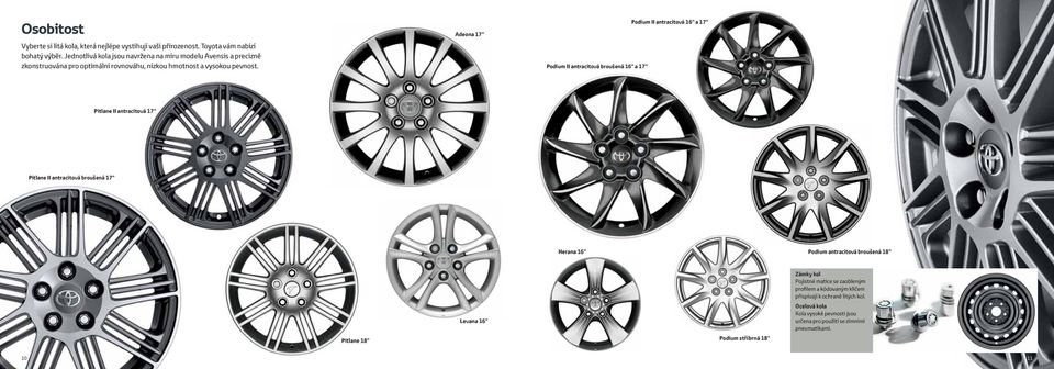 Adeona 17" Podium II antracitová broušená 16" a 17" Podium II antracitová 16" a 17" Pitlane II antracitová 17" Pitlane II antracitová broušená 17" Herana 16" Podium