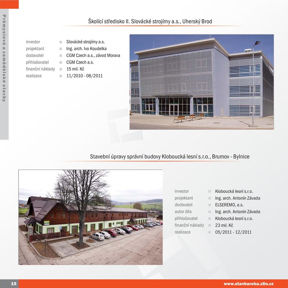 Kč 11/2010-08/2011 Stavební úpravy správní budovy Kloboucká lesní s.r.o., Brumov - Bylnice Kloboucká lesní s.r.o. Ing.