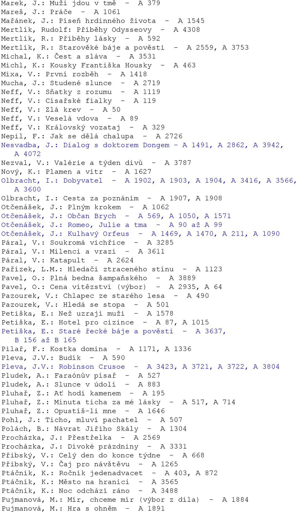 : Sňatky z rozumu - A 1119 Neff, V.: Císařské fialky - A 119 Neff, V.: Zlá krev - A 50 Neff, V.: Veselá vdova - A 89 Neff, V.: Královský vozataj - A 329 Nepil, F.