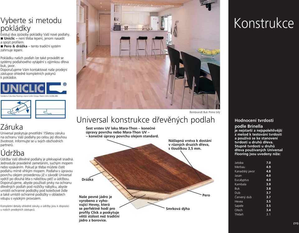 Doporučujeme Vám kontaktovat naše prodejní zástupce ohledně kompletních pokynů k pokládce. Vyrobeno Columbia Flooring s licencí Unilin Group: Patent USA č.