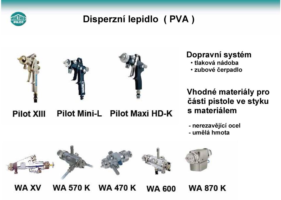 Vhodné materiály pro části pistole ve