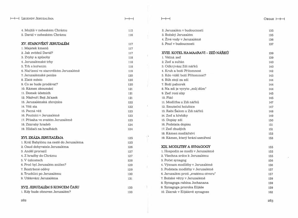 Jeruzalémská zbrojníce 14. Věž sta 15. Pecná věž 16. Poutníci v Jeruzalémě 17. Přísaha ve svatém Jeruzalémě 18. Zázraky hradeb 19. Hlídači na hradbách XVI. ZKÁZA. JERUZALÉMA 1.