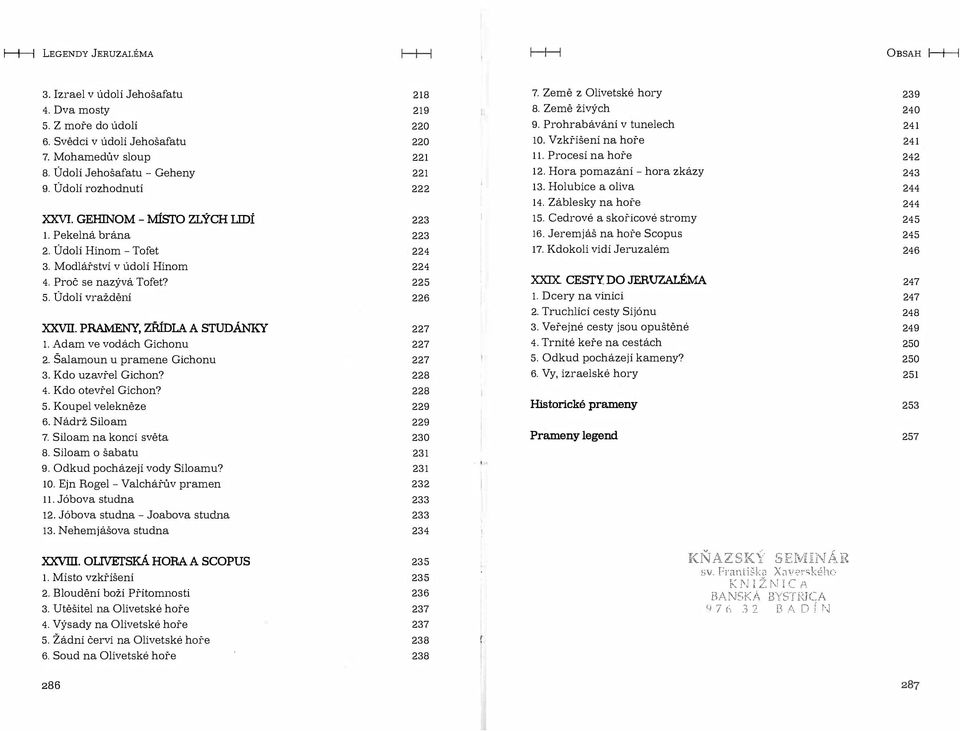 Adam ve vodách Gichonu 2. Šalamoun u pramene Gichonu 3. Kdo uzavřel Gichon? 4. Kdo otevřel Gichon? 5. Koupel velekněze 218 219 220 220 221 221 222 223 223 224 224 225 226 227 227 227 228 228 229 7.
