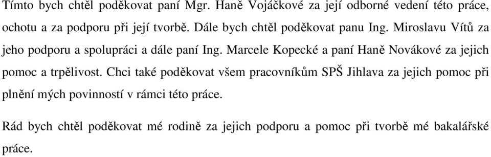 Marcele Kopecké a paní Haně Novákové za jejich pomoc a trpělivost.