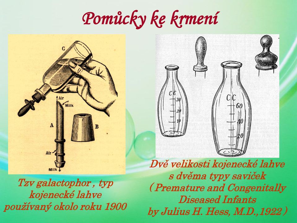 kojenecké lahve s dvěma typy saviček ( Premature