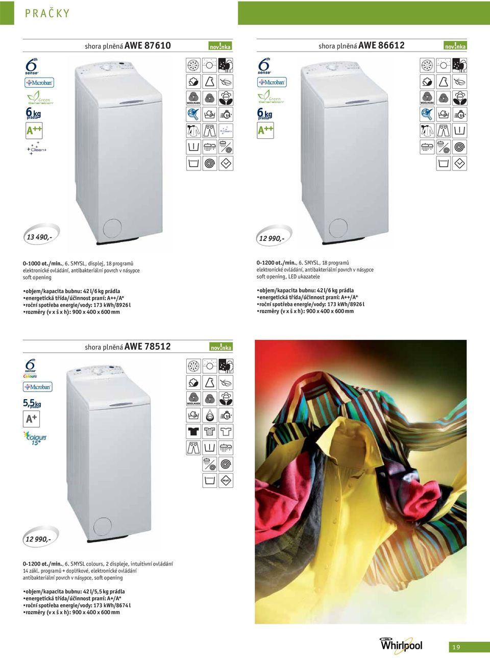 energie/vody: 173 kwh/8926 l rozměry (v x š x h): 900 x 400 x 600 mm 0-1200 ot./min., 6.