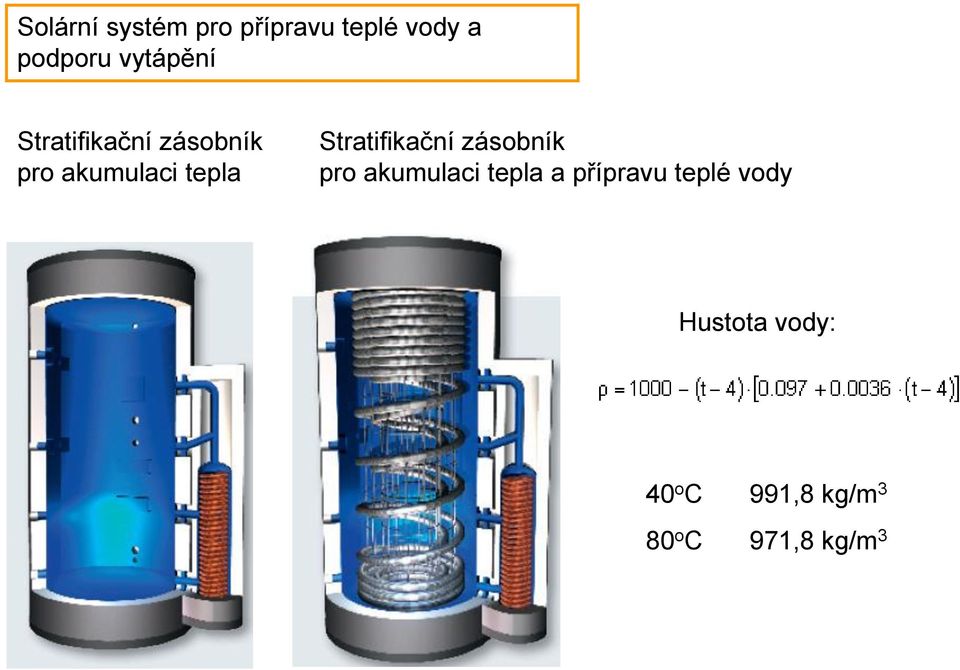 Stratifikační zásobník pro akumulaci tepla a přípravu