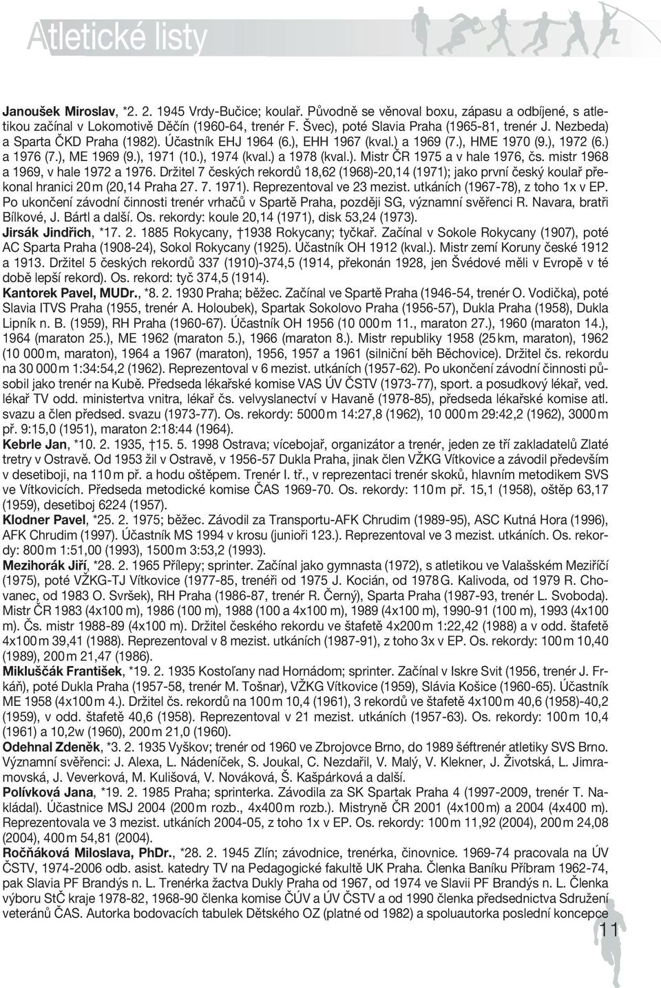 ), 1974 FEDER (kval.) a 1978 ATION (kval.). Mistr ČR 1975 a v hale 1976, čs. mistr 1968 a 1969, v hale 1972 a 1976.