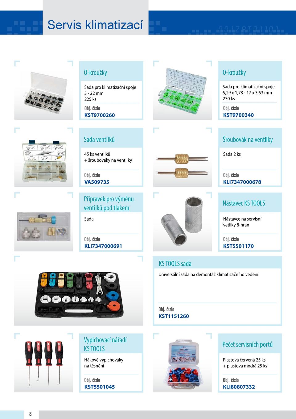 Sada 2 ks KLI7347000678 Nástavec KS TOOLS Nástavce na servisní vetilky 8-hran KST5501170 KS TOOLS sada Universální sada na demontáž klimatizačního vedení