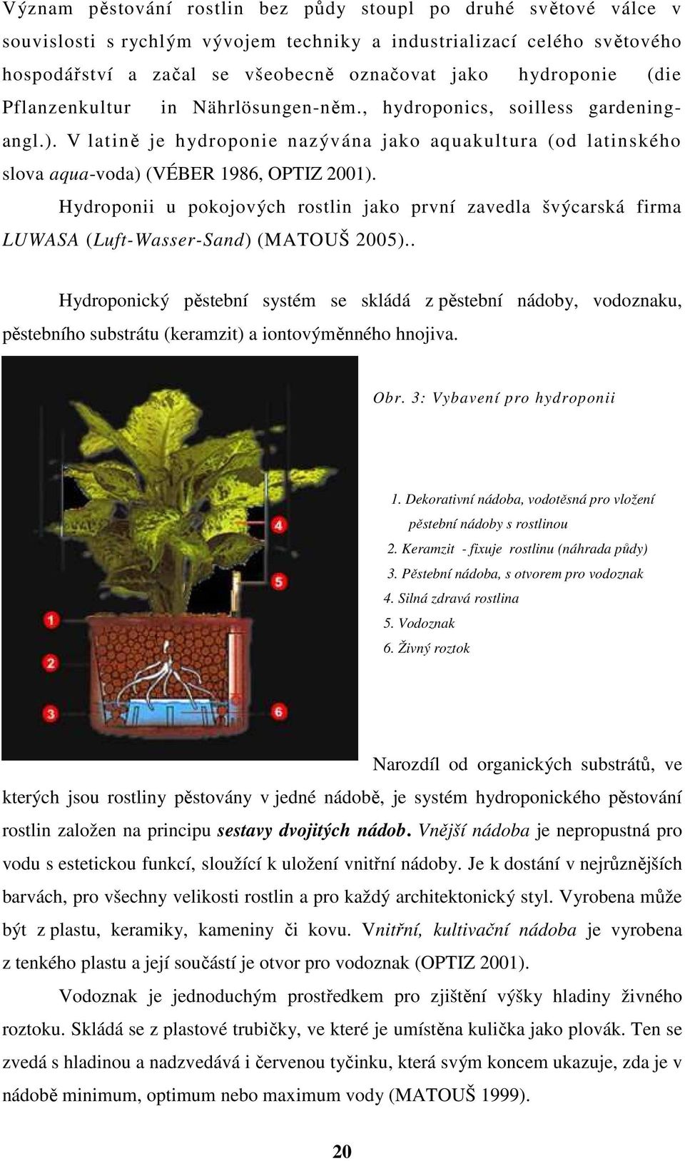 Hydroponii u pokojových rostlin jako první zavedla švýcarská firma LUWASA (Luft-Wasser-Sand) (MATOUŠ 2005).