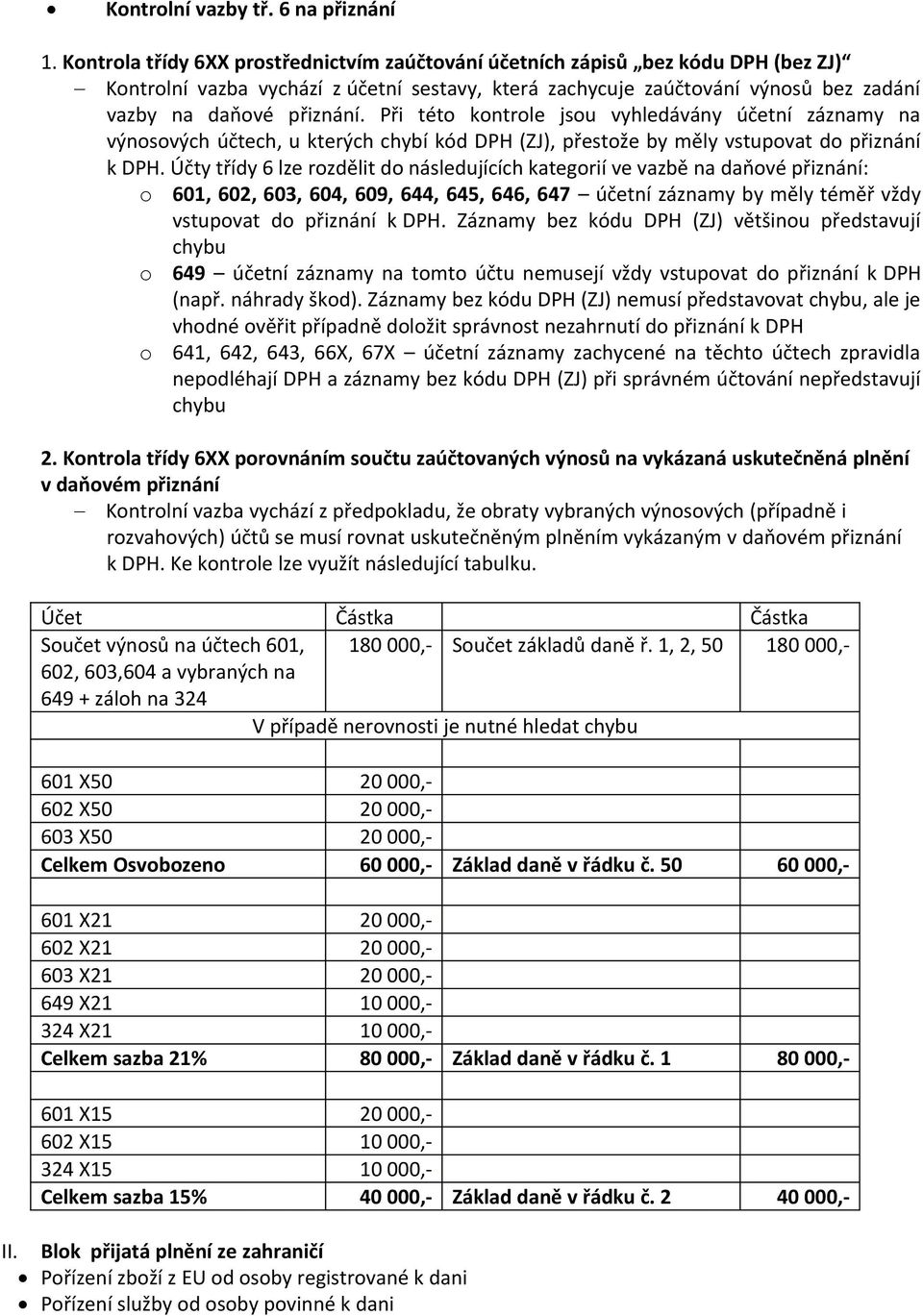 Při této kontrole jsou vyhleávány účetní záznamy na výnosových účtech, u kterých chybí kó (ZJ), přestože by měly vstupovat o přiznání k.