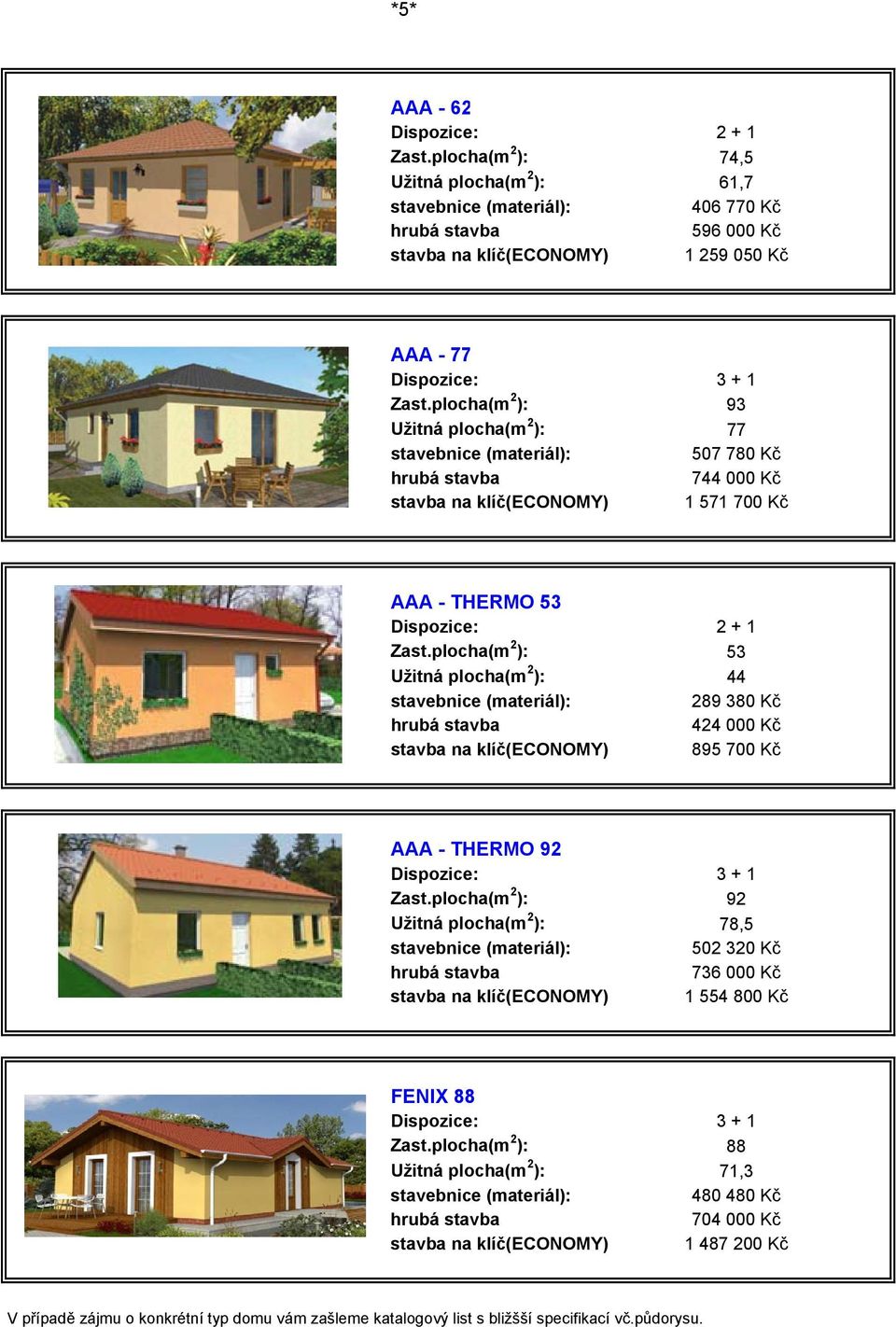 plocha(m 2 ): 53 Užitná plocha(m 2 ): 44 289 380 Kč 424 000 Kč stavba na klíč(economy) 895 700 Kč AAA - THERMO 92 Zast.