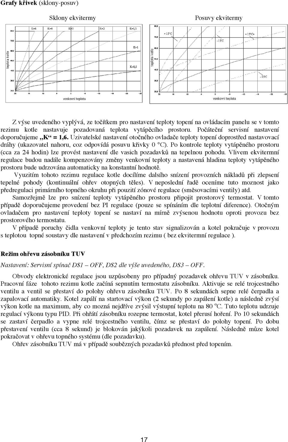 Uživatelské nastavení otočného ovladače teploty topení doprostřed nastavovací dráhy (ukazovatel nahoru, což odpovídá posuvu křivky 0 C).