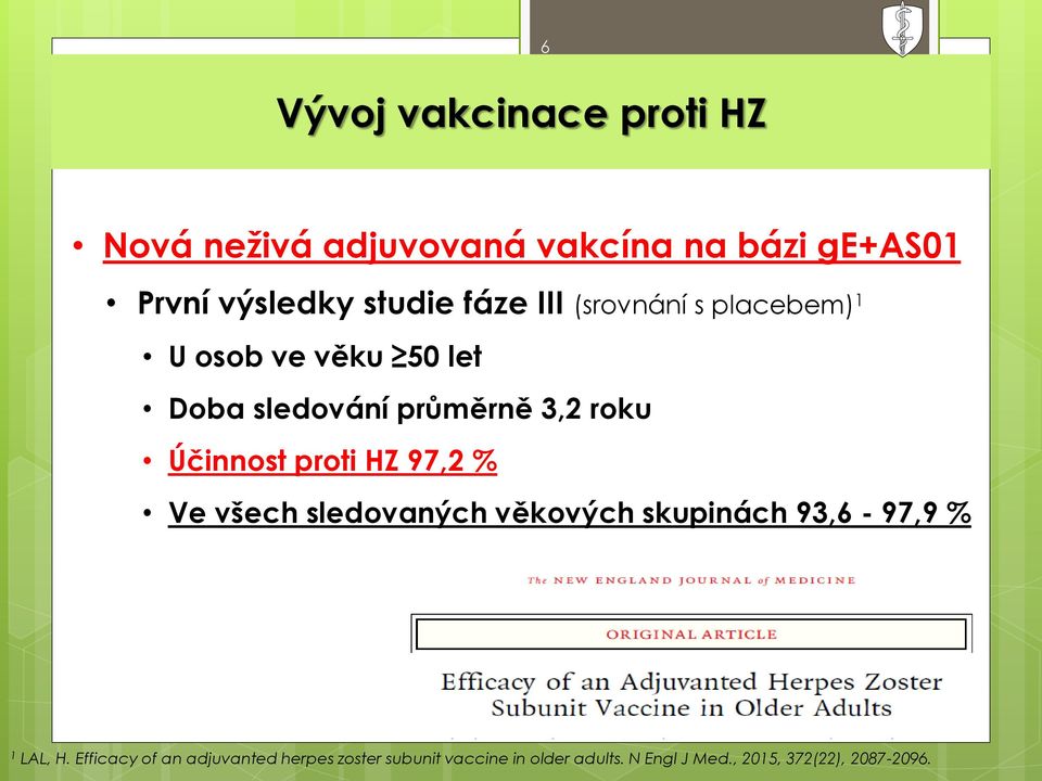 Účinnost proti HZ 97,2 % Ve všech sledovaných věkových skupinách 93,6-97,9 % 1 LAL, H.