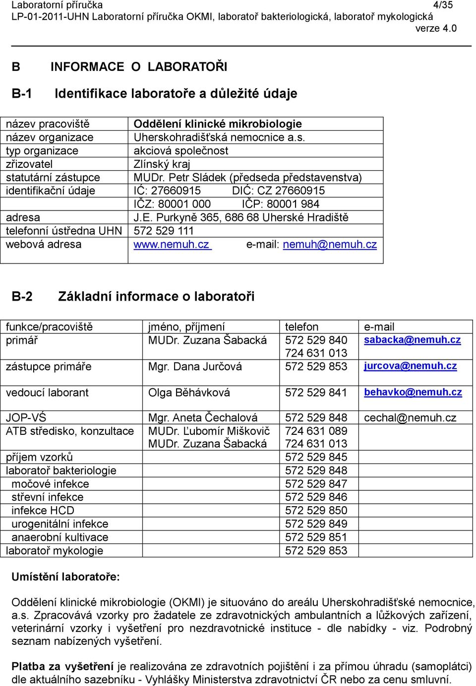 Petr Sládek (předseda představenstva) identifikační údaje IĆ: 27660915 DIĆ: CZ 27660915 IČZ: 80001 000 IČP: 80001 984 adresa J.E.