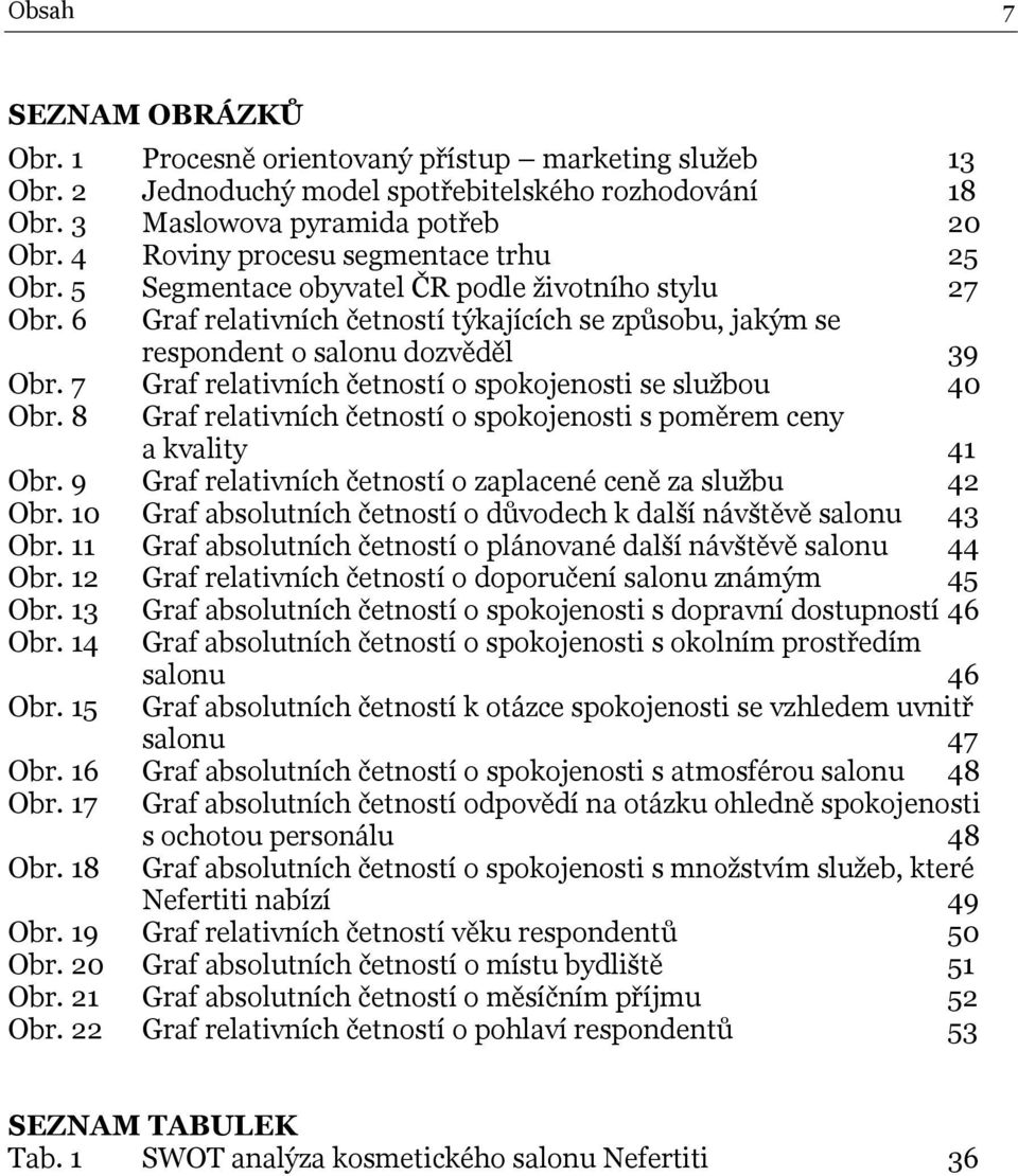 7 Graf relativních četností o spokojenosti se službou 40 Obr. 8 Graf relativních četností o spokojenosti s poměrem ceny a kvality 41 Obr. 9 Graf relativních četností o zaplacené ceně za službu 42 Obr.