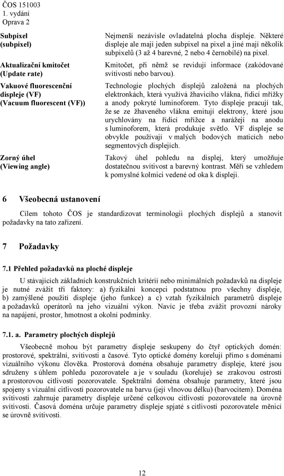 Kmitočet, při němž se revidují informace (zakódované svítivostí nebo barvou).