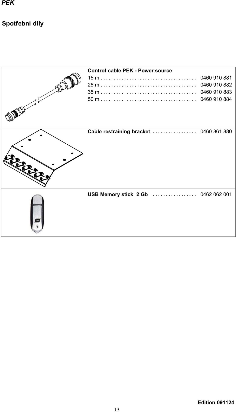 .................................... 0460 910 881 0460 910 882 0460 910 883 0460 910 884 Cable restraining bracket.