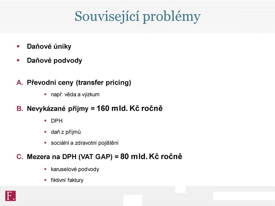 Nevykázané příjmy = 160 mld.