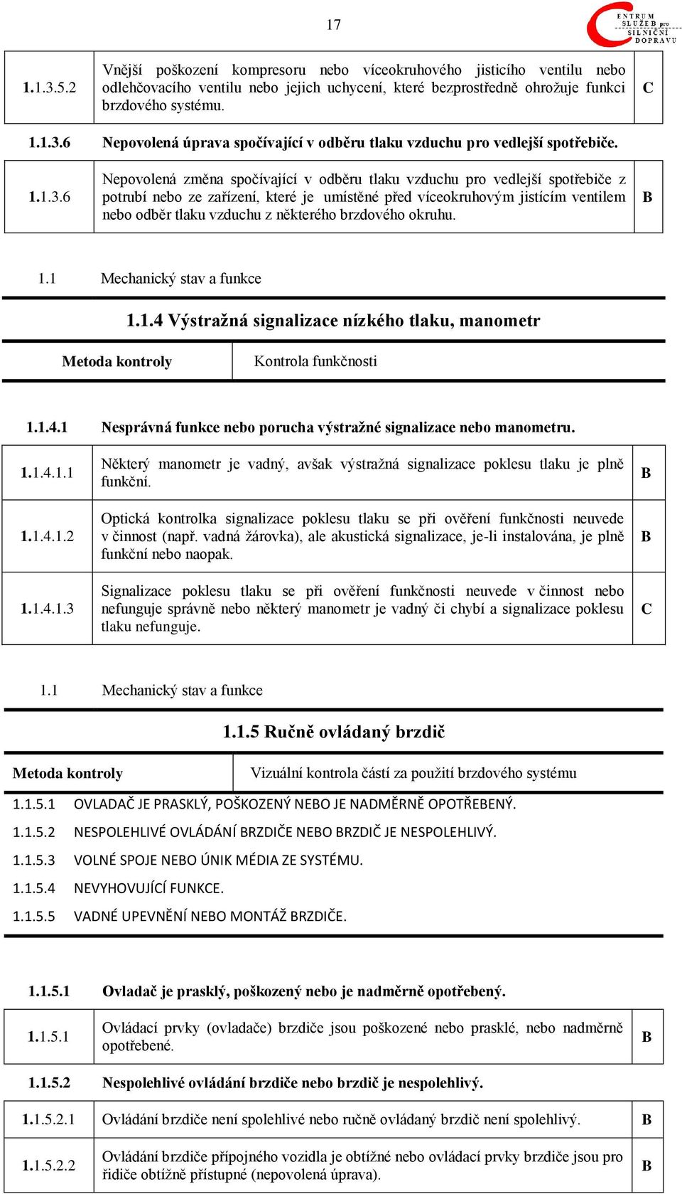 6 Nepovolená změna spočívající v odběru tlaku vzduchu pro vedlejší spotřebiče z potrubí nebo ze zařízení, které je umístěné před víceokruhovým jistícím ventilem nebo odběr tlaku vzduchu z některého