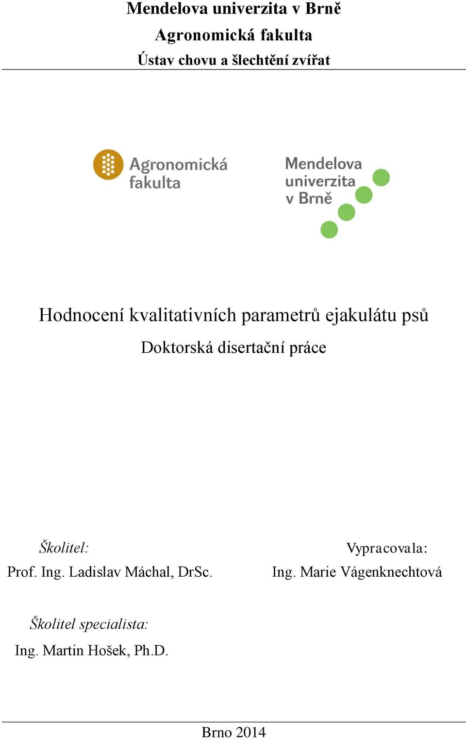 disertační práce Školitel: Prof. Ing. Ladislav Máchal, DrSc.