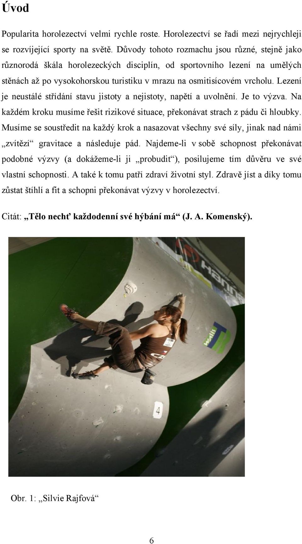 Lezení je neustálé střídání stavu jistoty a nejistoty, napětí a uvolnění. Je to výzva. Na kaţdém kroku musíme řešit rizikové situace, překonávat strach z pádu či hloubky.