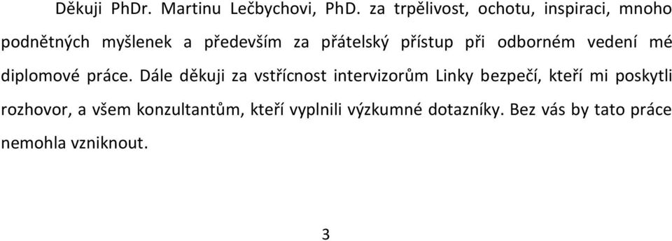 přístup při odborném vedení mé diplomové práce.