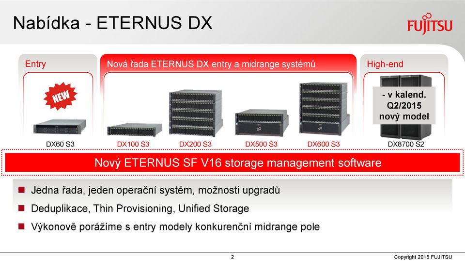 storage management software Jedna řada, jeden operační systém, možnosti upgradů Deduplikace,