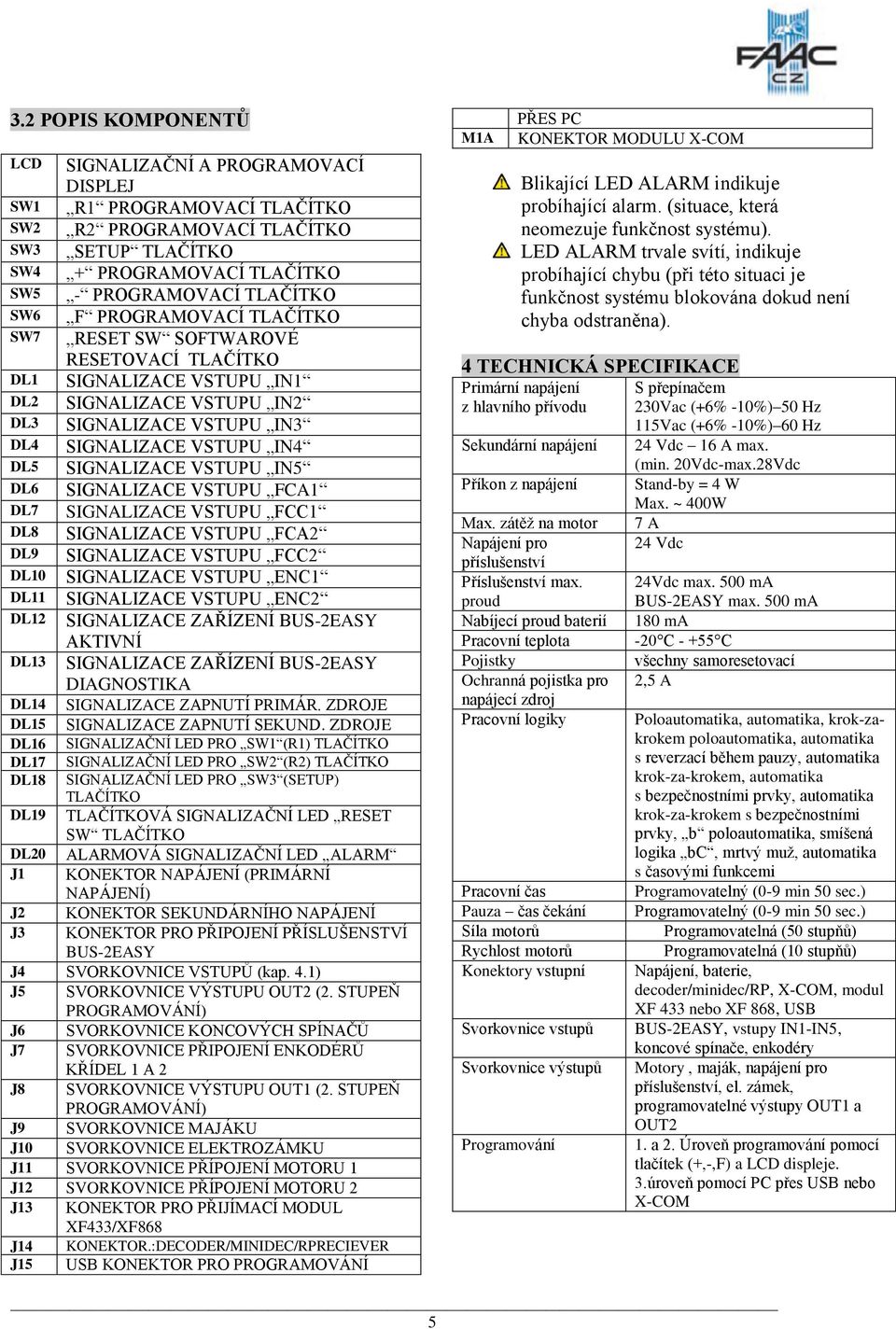 IN5 DL6 SIGNALIZACE VSTUPU FCA1 DL7 SIGNALIZACE VSTUPU FCC1 DL8 SIGNALIZACE VSTUPU FCA2 DL9 SIGNALIZACE VSTUPU FCC2 DL10 SIGNALIZACE VSTUPU ENC1 DL11 SIGNALIZACE VSTUPU ENC2 DL12 SIGNALIZACE ZAŘÍZENÍ