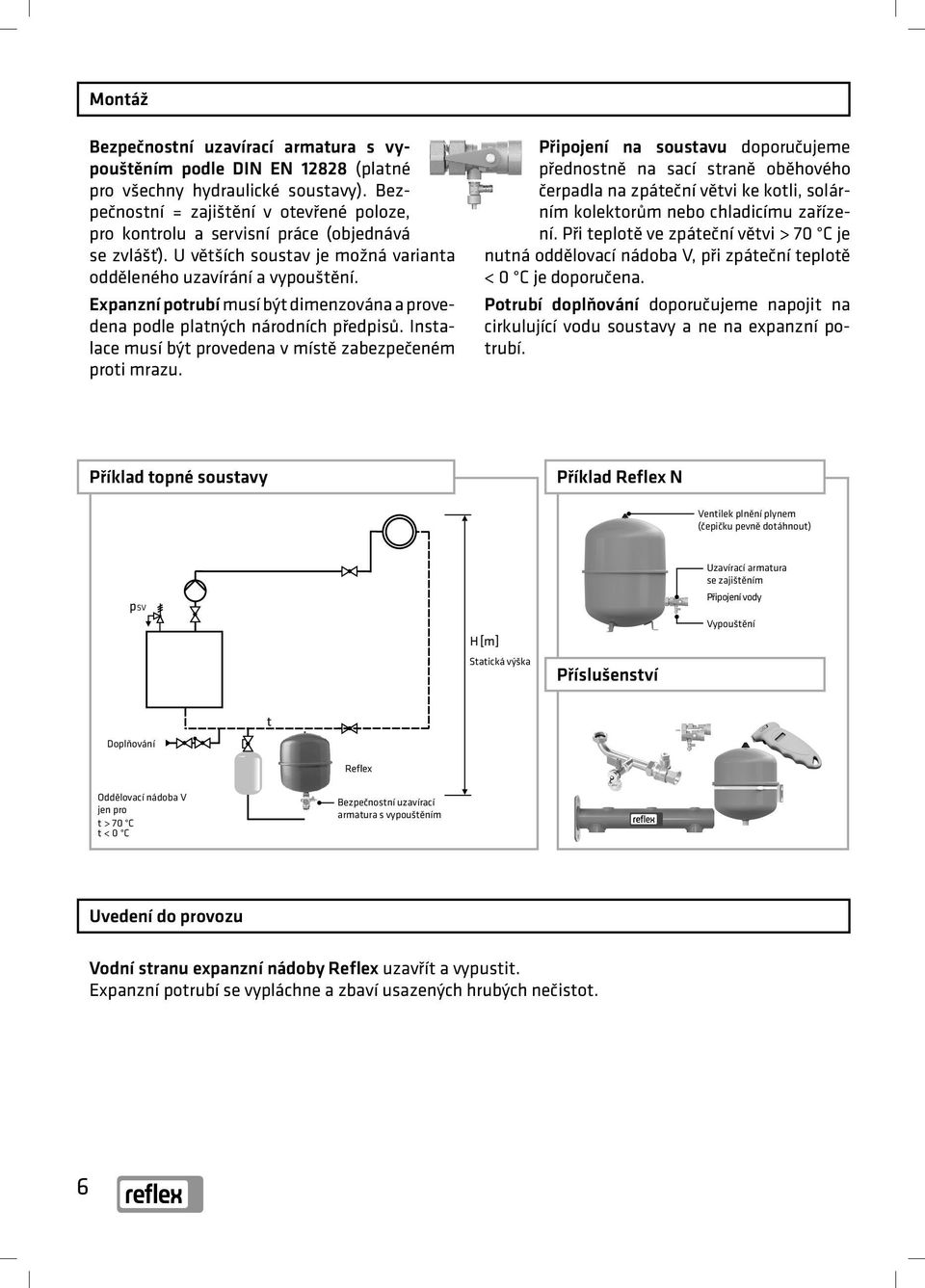 Expanzní potrubí musí být dimenzována a provedena podle platných národních předpisů. Instalace musí být provedena v místě zabezpečeném proti mrazu.