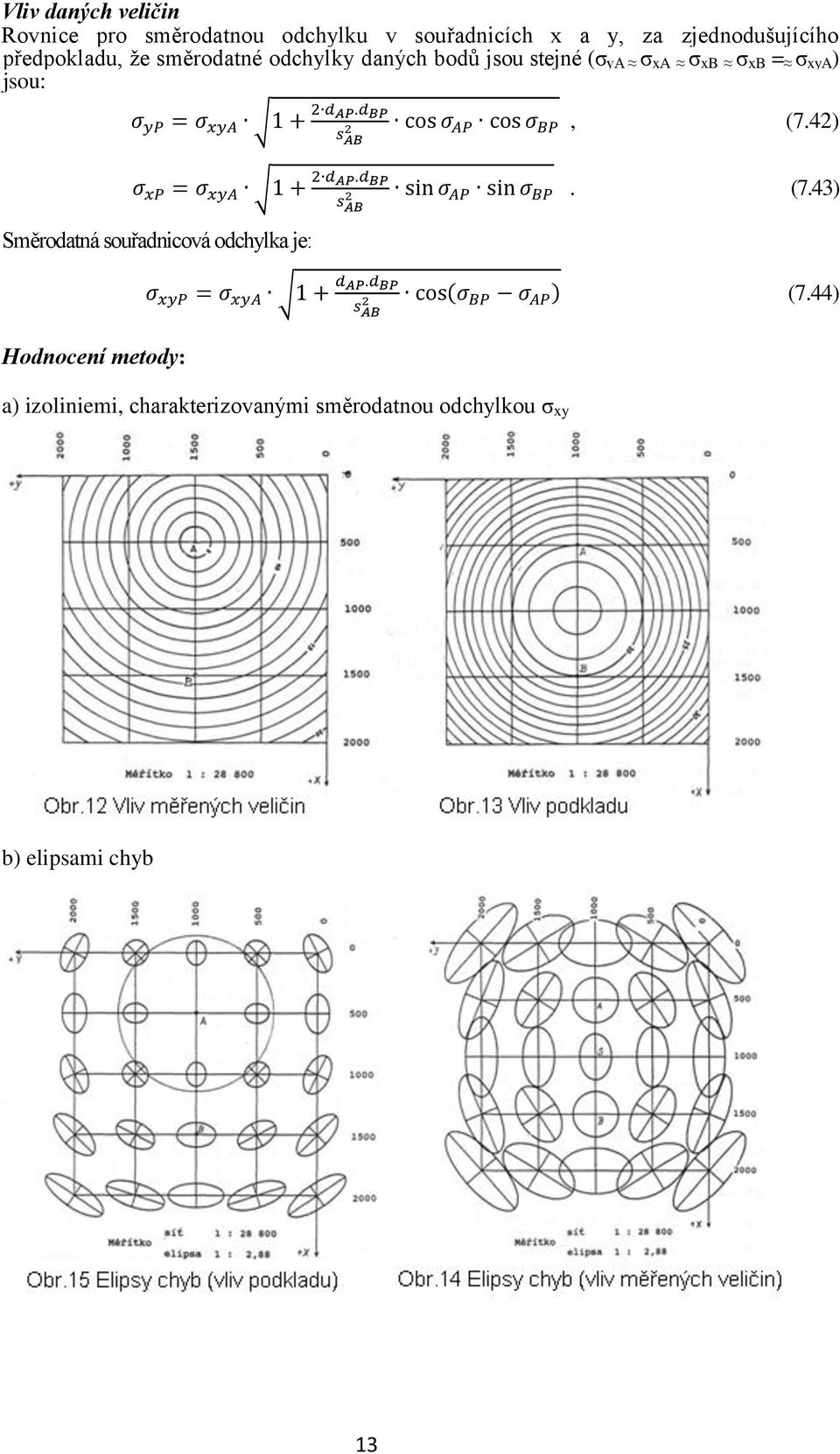 ζxb ζxb = ζxya) jsou:, (7.42). (7.43) Směrodatná souřadnicová odchylka je: (7.
