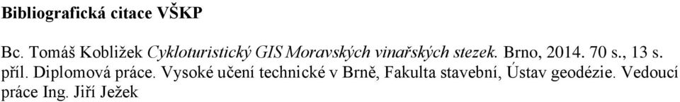 stezek. Brno, 2014. 70 s., 13 s. příl. Diplomová práce.