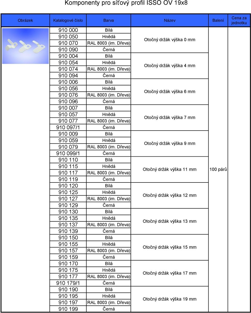 Dřeva) 910 119 Černá 910 120 910 125 910 127 (im. Dřeva) 910 129 Černá 910 130 910 135 910 137 (im. Dřeva) 910 139 Černá 910 150 910 155 910 157 (im. Dřeva) 910 159 Černá 910 170 910 175 910 177 (im.