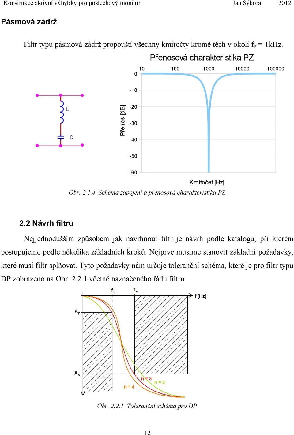 2 Návrh filtru Nejjednodušším způsobem jak navrhnout filtr je návrh podle katalogu, při kterém postupujeme podle několika základních kroků.