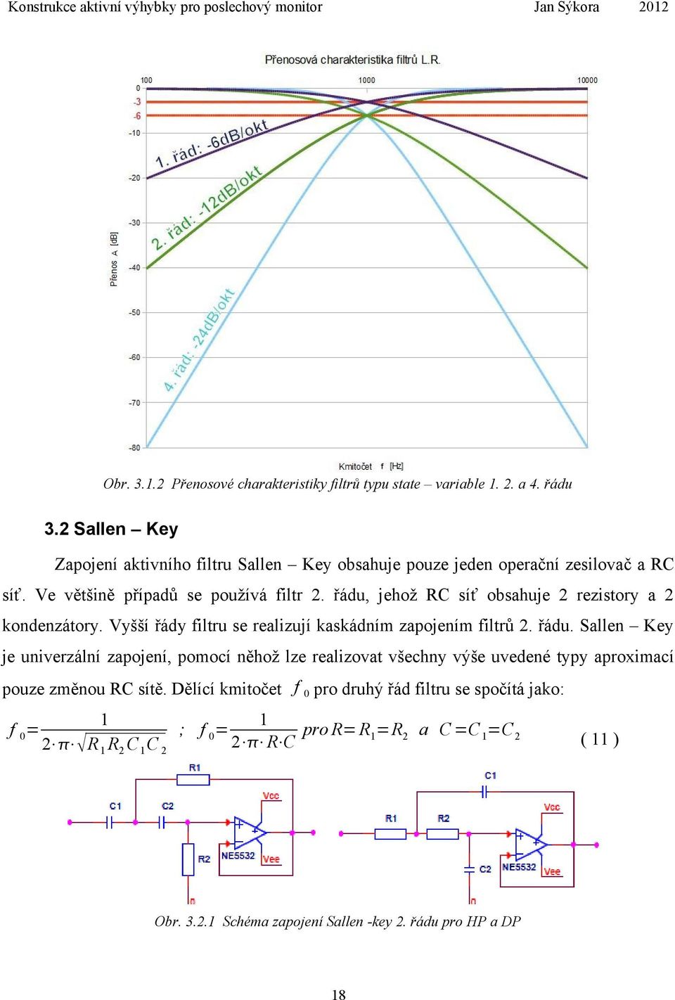 řádu, jehož RC síť obsahuje 2 rezistory a 2 kondenzátory. Vyšší řády filtru se realizují kaskádním zapojením filtrů 2. řádu.