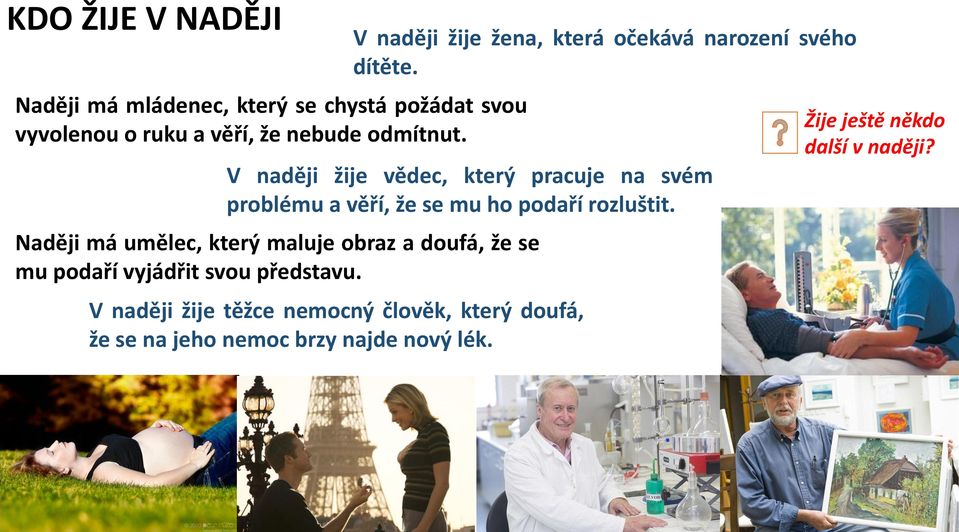 V naději žije vědec, který pracuje na svém problému a věří, že se mu ho podaří rozluštit.