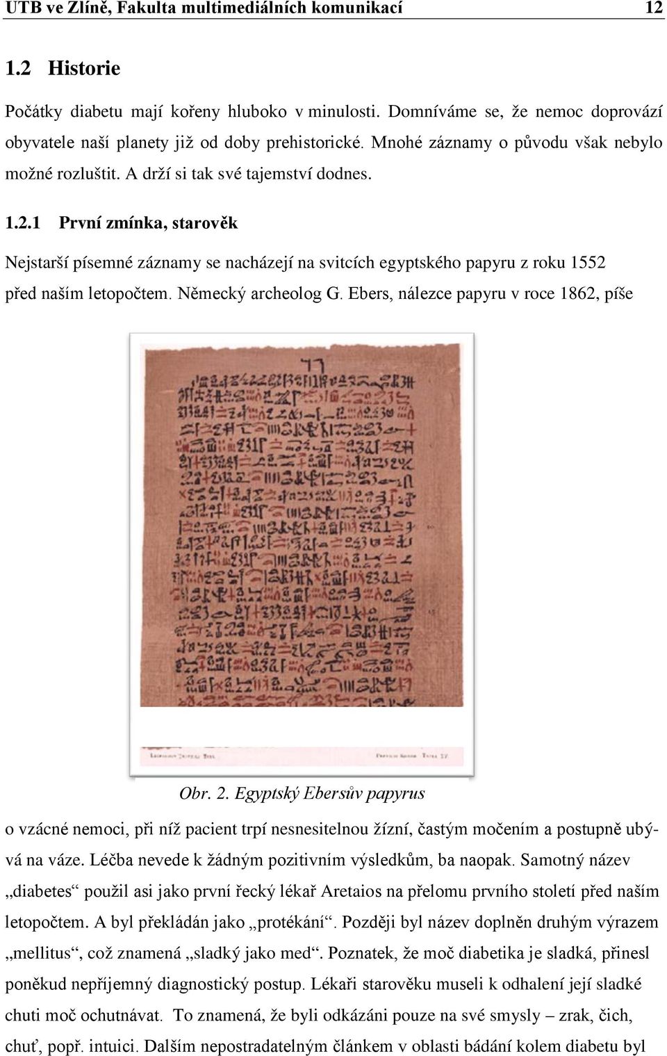 1 První zmínka, starověk Nejstarší písemné záznamy se nacházejí na svitcích egyptského papyru z roku 1552 před naším letopočtem. Německý archeolog G. Ebers, nálezce papyru v roce 1862, píše Obr. 2.