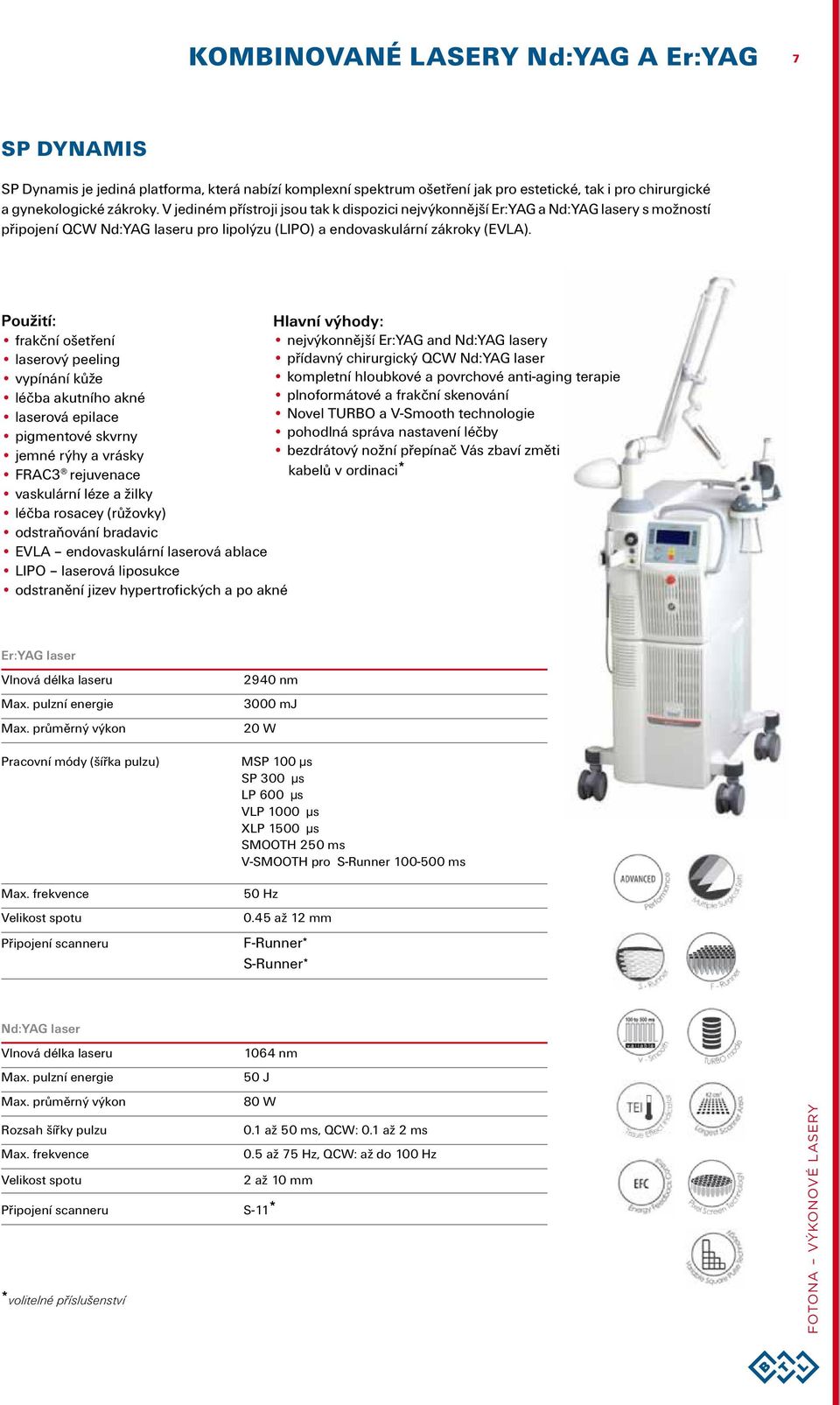 Použití: Hlavní výhody: frakční ošetření nejvýkonnější Er:YAG and Nd:YAG lasery laserový peeling přídavný chirurgický QCW Nd:YAG laser vypínání kůže kompletní hloubkové a povrchové anti-aging terapie