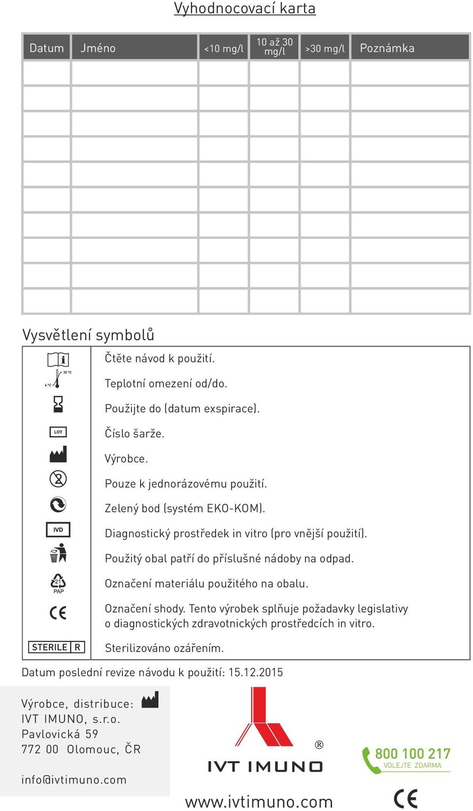 Použitý obal patří do příslušné nádoby na odpad. Označení materiálu použitého na obalu. Označení shody.