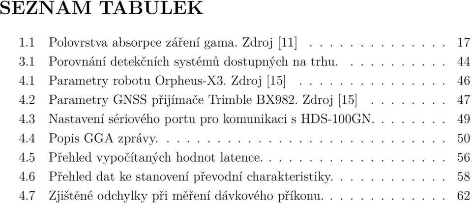 3 Nastavení sériového portu pro komunikaci s HDS-100GN........ 49 4.4 Popis GGA zprávy............................. 50 4.