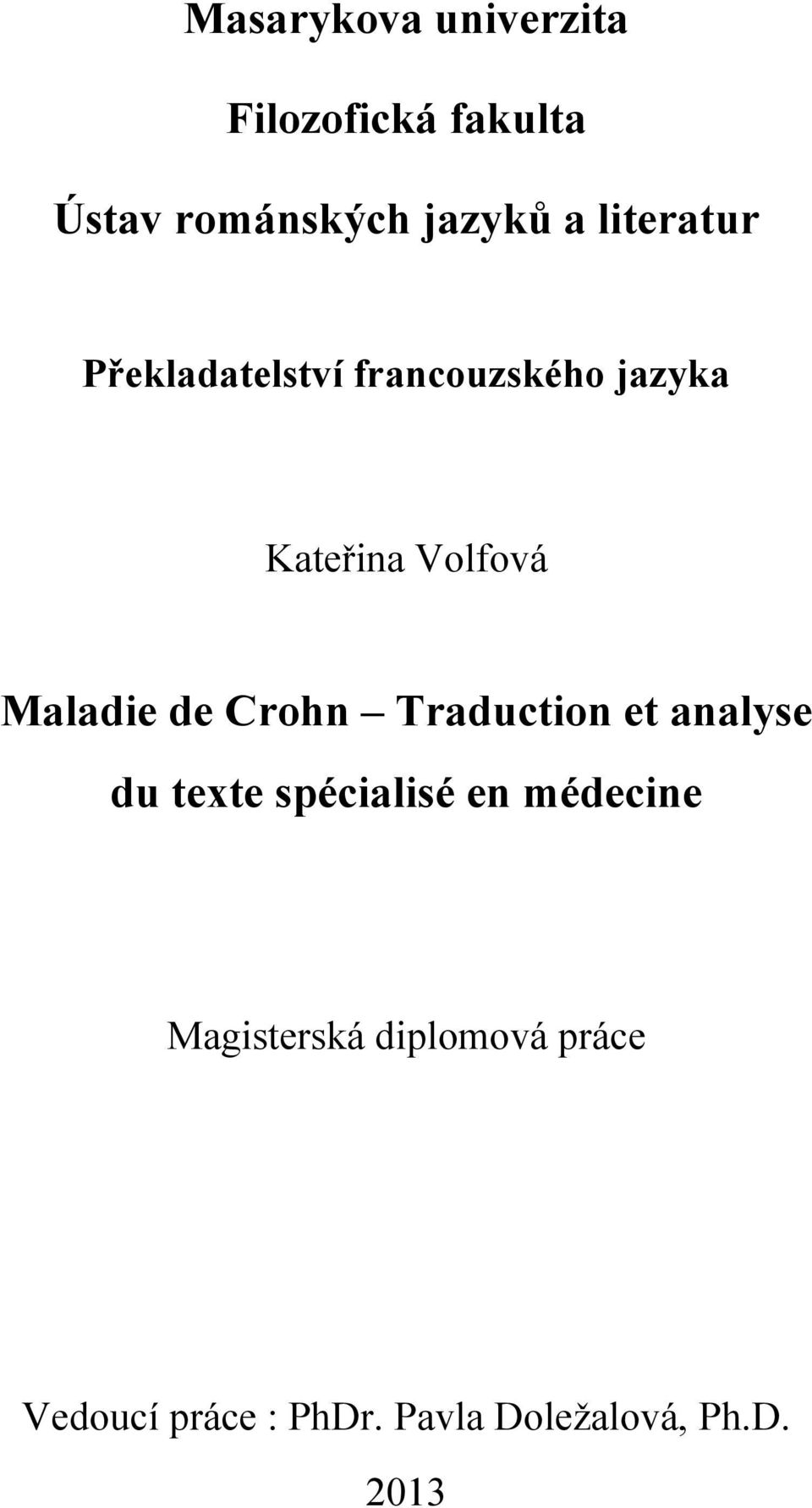 Maladie de Crohn Traduction et analyse du texte spécialisé en médecine