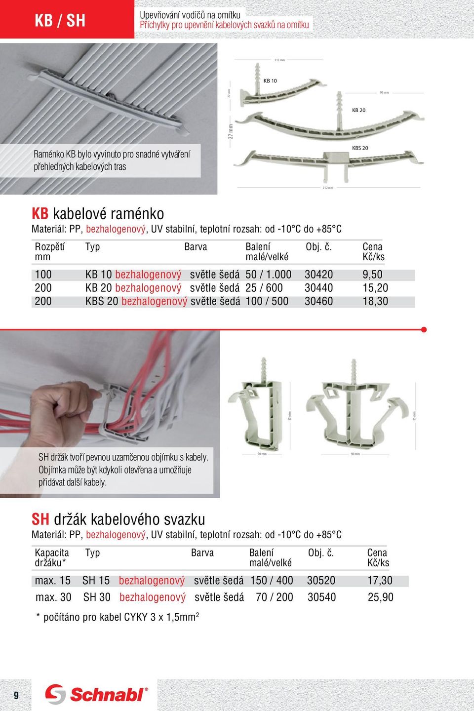 Objímka může být kdykoli otevřena a umožňuje přidávat další kabely. 50 85 KB 10 bezhalogenový světle šedá 50 / 1.