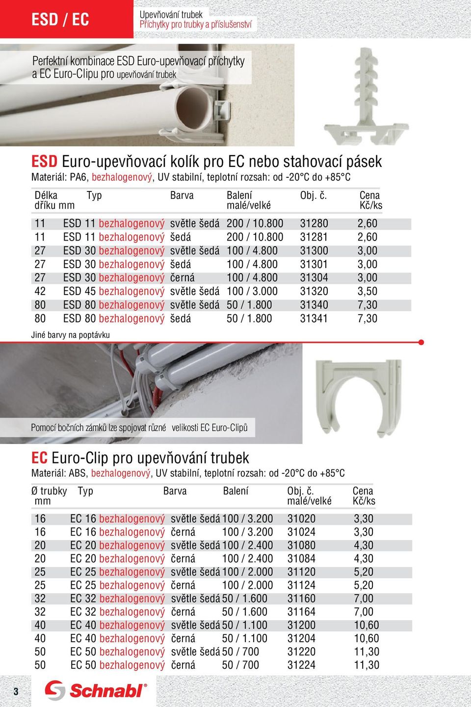 800 31281 2,60 27 ESD 30 bezhalogenový světle šedá 100 / 4.800 31300 3,00 27 ESD 30 bezhalogenový šedá 100 / 4.800 31301 3,00 27 ESD 30 bezhalogenový černá 100 / 4.