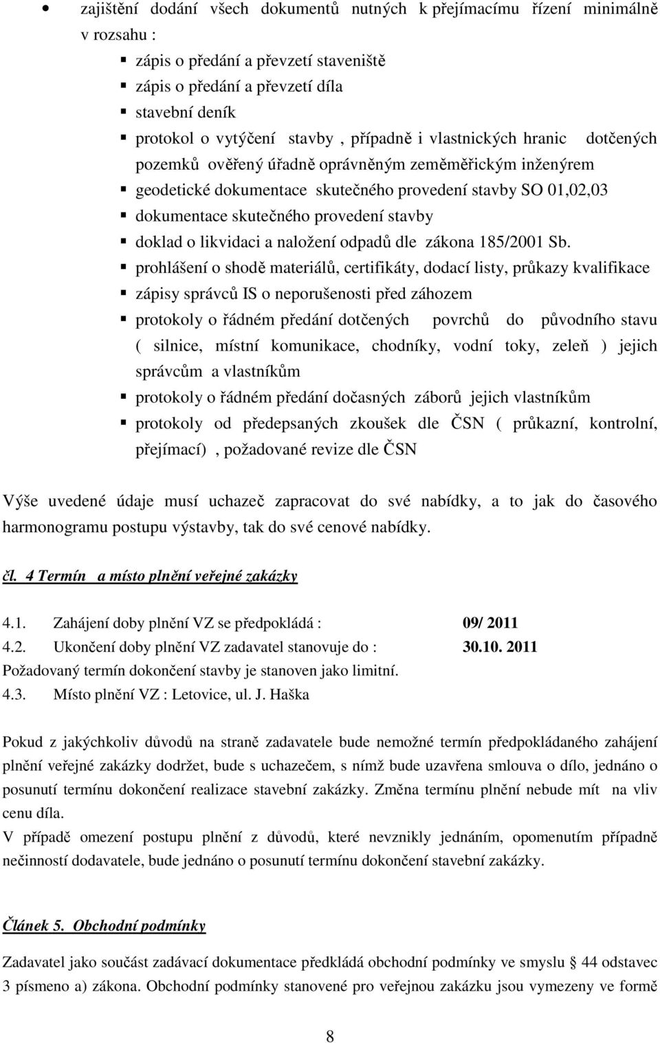 stavby doklad o likvidaci a naložení odpadů dle zákona 185/2001 Sb.