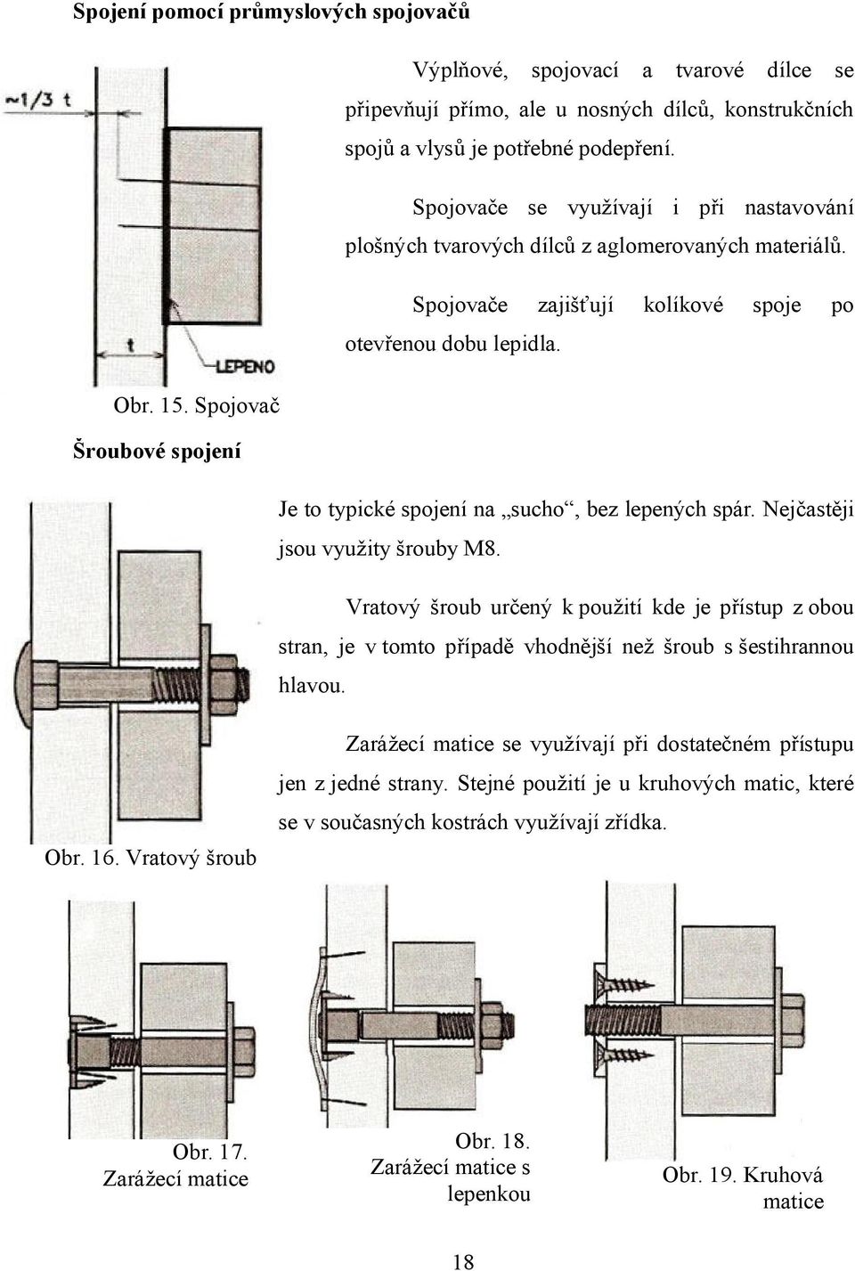 Spojovač Šroubové spojení Je to typické spojení na sucho, bez lepených spár. Nejčastěji jsou využity šrouby M8.